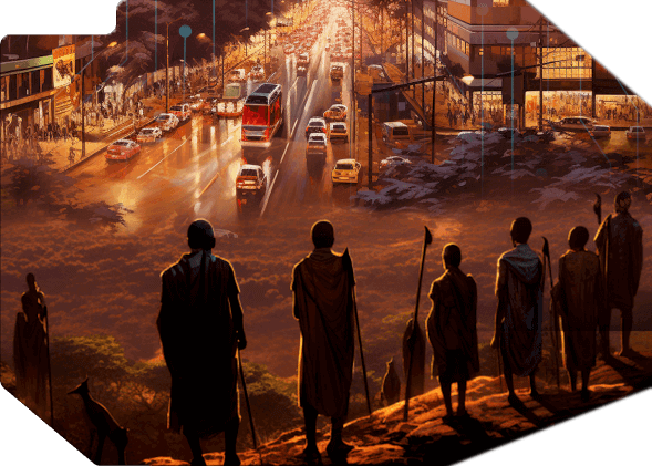 A community looking out over the city, embracing ambition